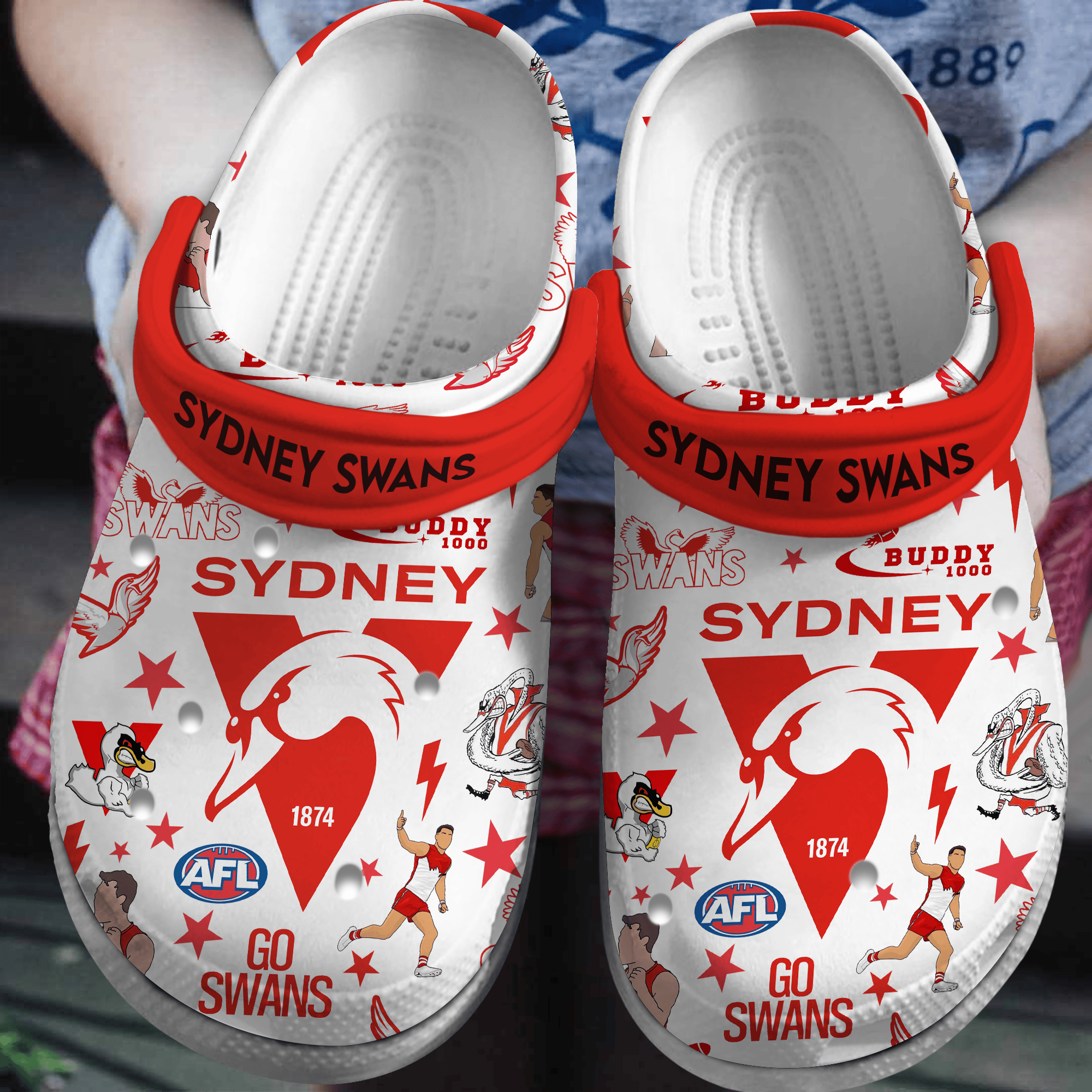 Sydney Swans Football AFL Sport Crocs Crocband Clogs Shoes Comfortable For Men Women and Kids