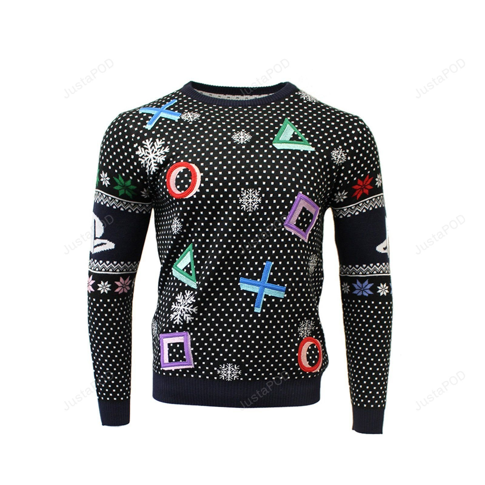 Symbols Black Ugly Christmas Sweater Adult 3D Funny Matching for family
