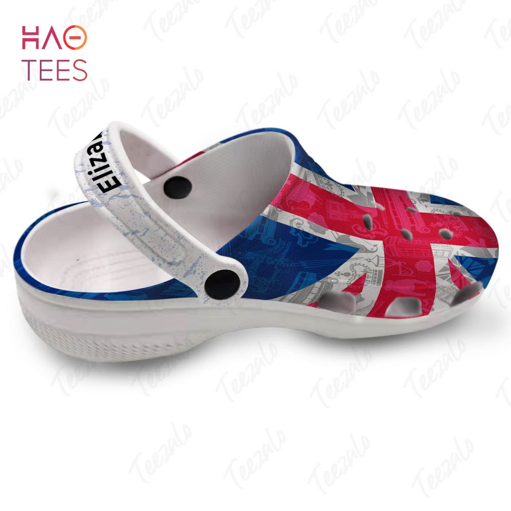 Symbols Shadow Effect In United Kingdom UK Flag Crocs Crocband Clogs Shoes Comfortable For Men Women and Kids - Image 2