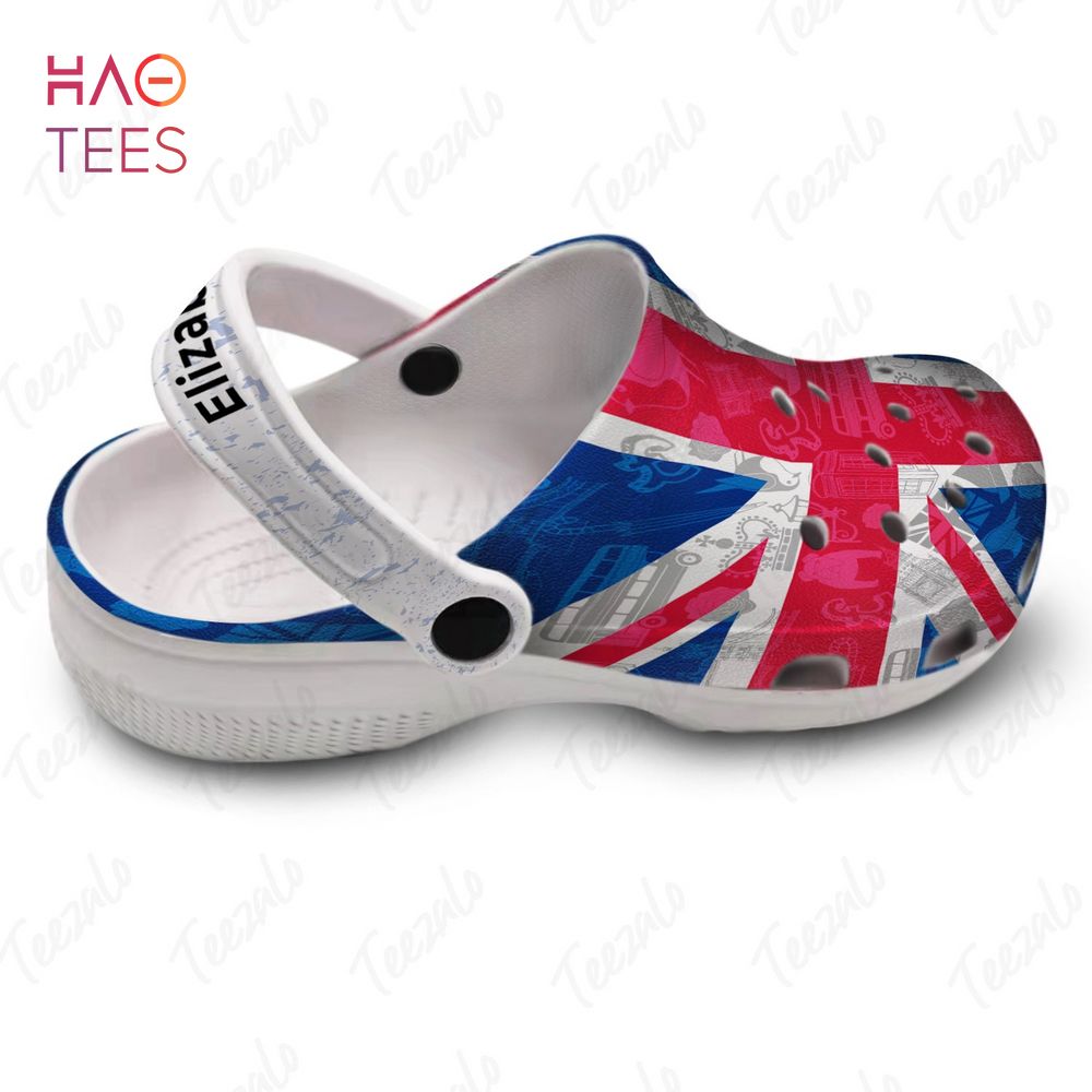 Symbols Shadow Effect In United Kingdom UK Flag Crocs Crocband Clogs Shoes Comfortable For Men Women and Kids - Image 3