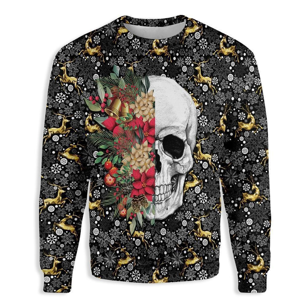 Symmetric Skull Ugly Christmas Sweater Adult 3D Funny Matching for family