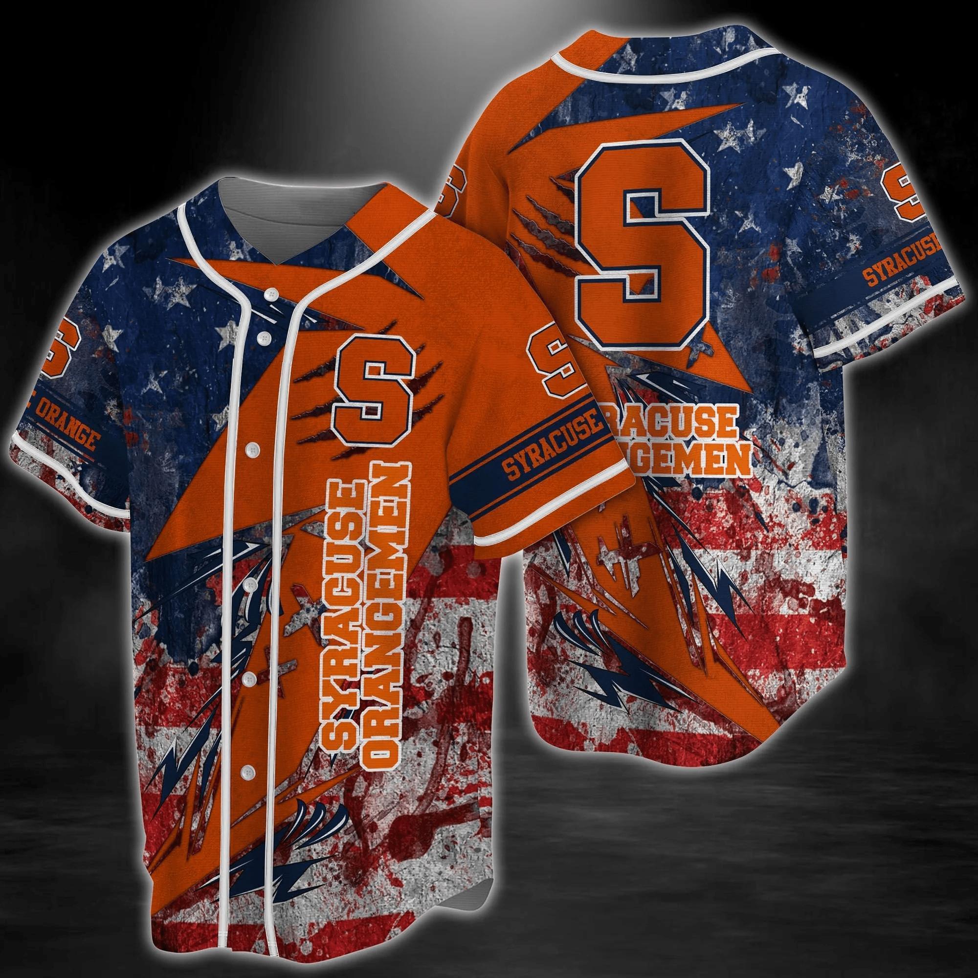Syracuse Orange Ncaa Baseball Jersey Shirt Us Flag
