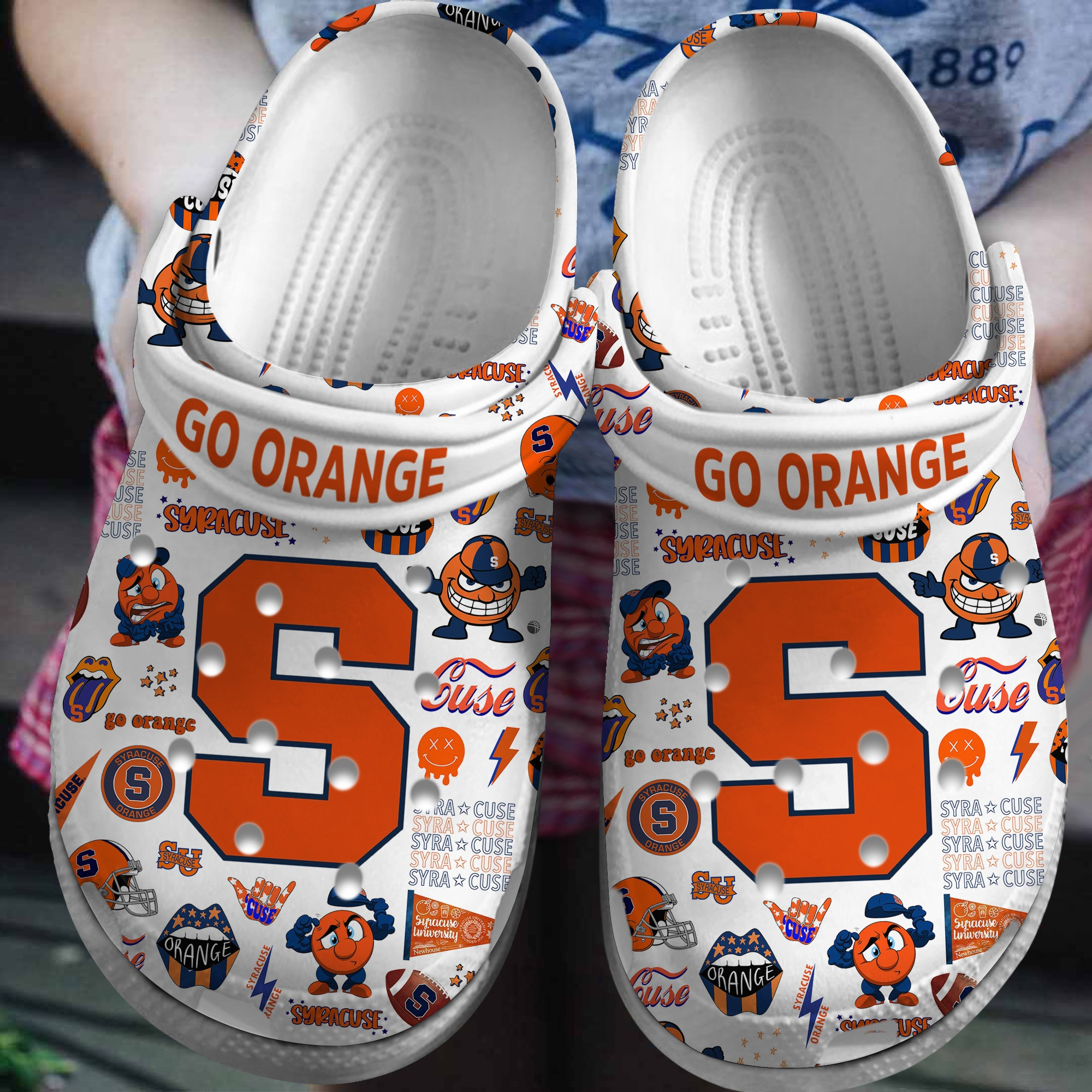Syracuse Orange NCAA Sport Crocs Crocband Clogs Shoes Comfortable For Men Women and Kids