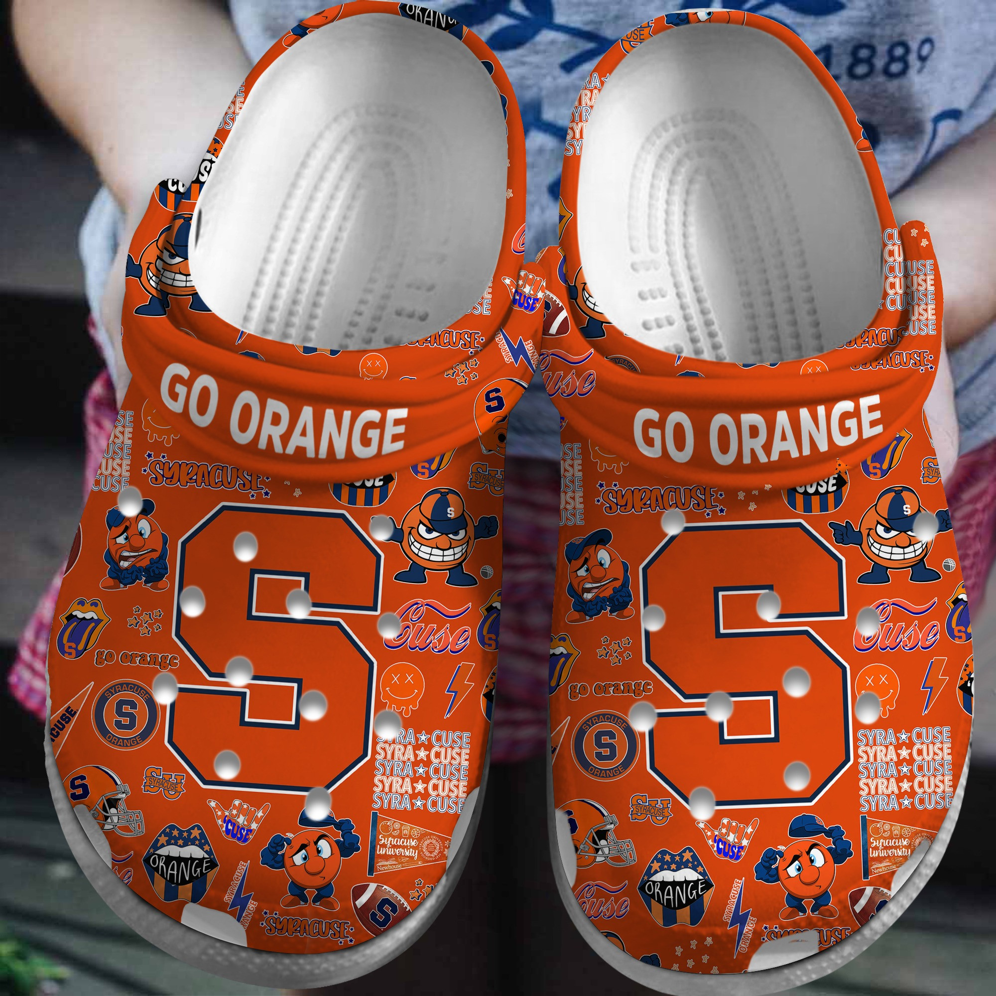 Syracuse Orange NCAA Sport Crocs Crocband Clogs Shoes Comfortable For Men Women and Kids