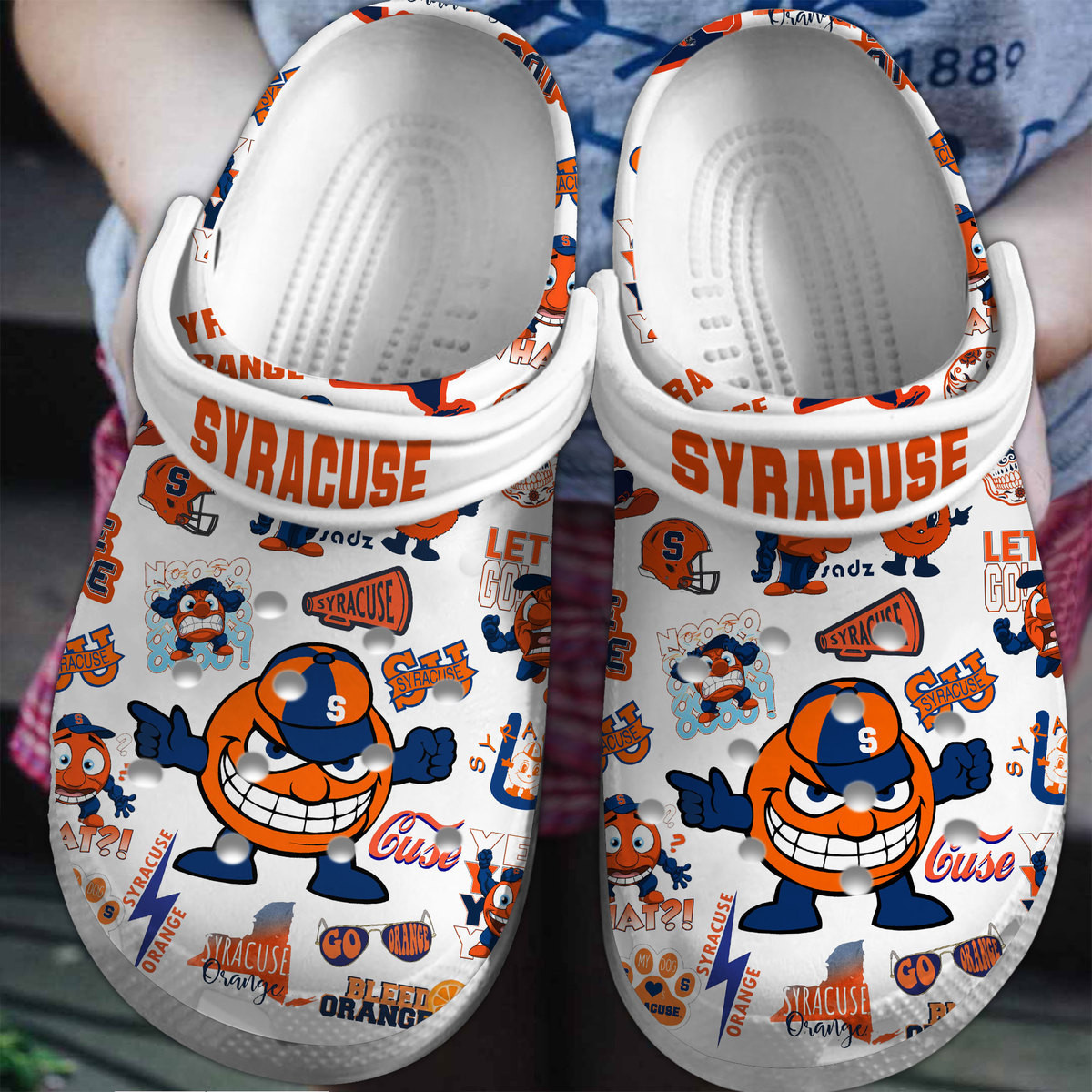 Syracuse Orange NCAA Sport Crocs Crocband Clogs Shoes Comfortable For Men Women and Kids