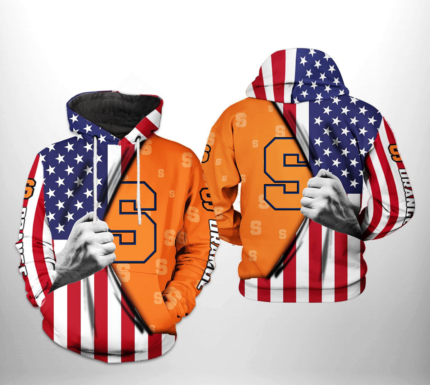 Syracuse Orange NCAA US Flag 3D All Over Print Hoodie, Zip Hoodie