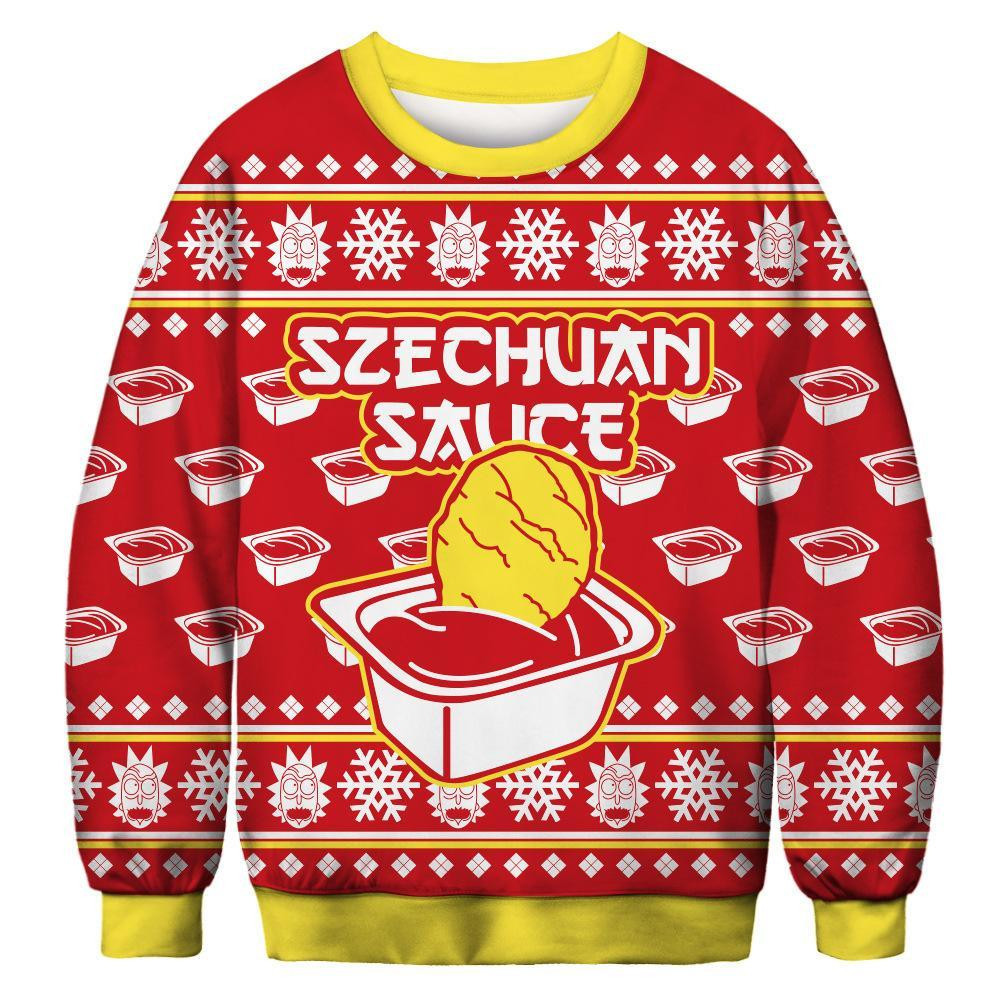 Szechuan Sauce Ugly Christmas Sweater Adult 3D Funny Matching for family