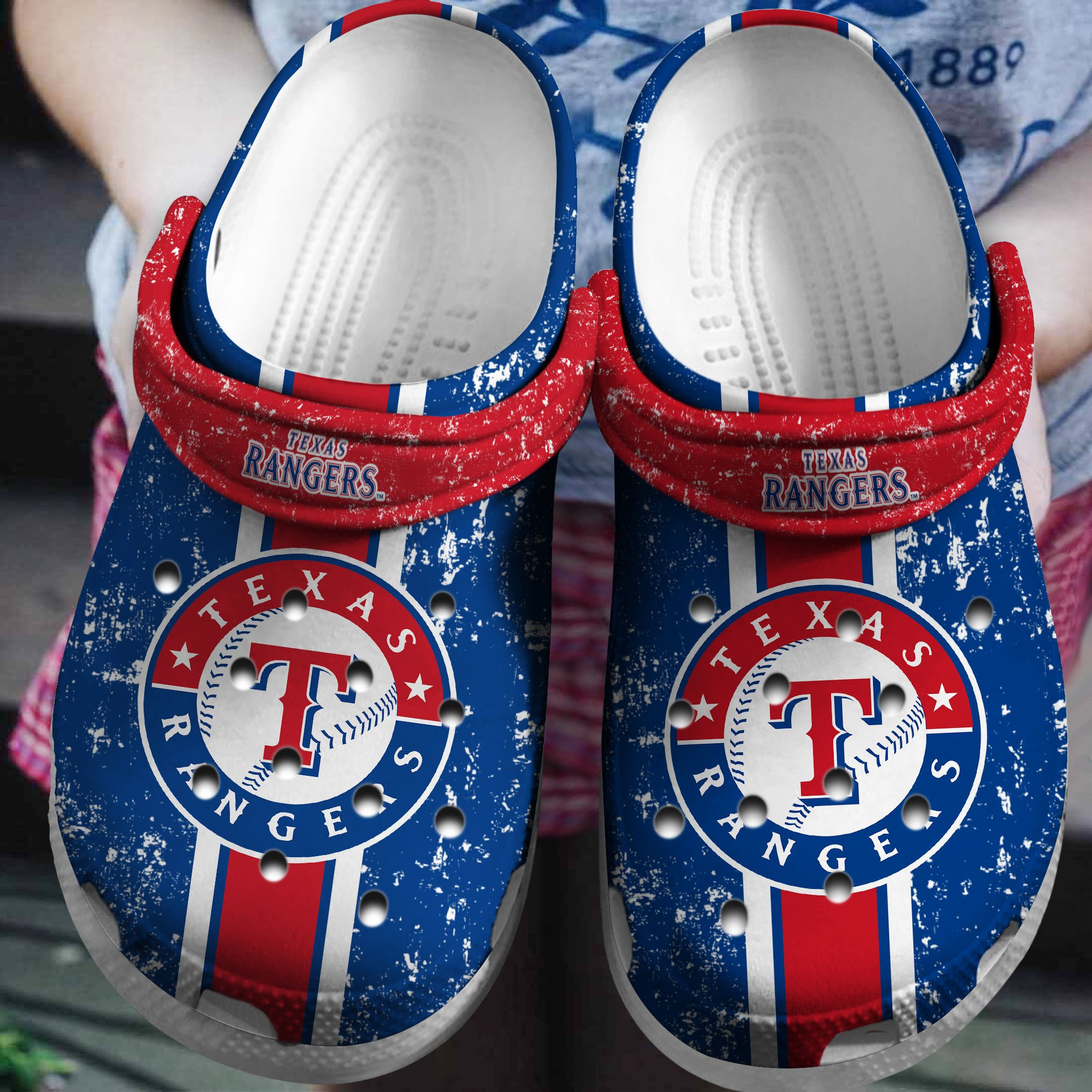 T Rangers White-Blue Clog Shoesshoes