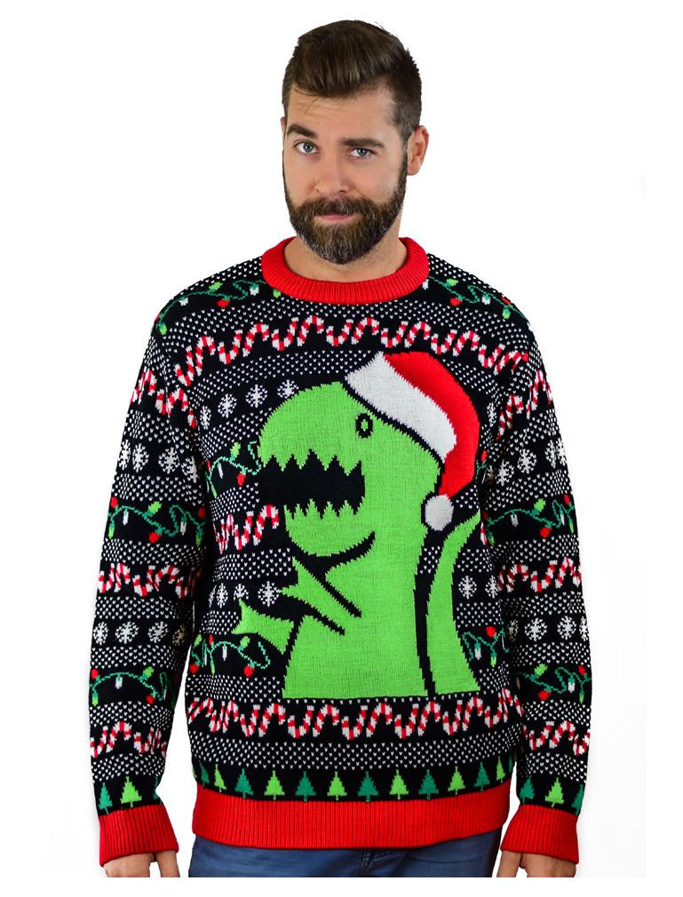 T Rex Dino Dinosaur Lovers Gift Ugly Christmas Sweater Adult 3D Funny Matching for family - Image 6