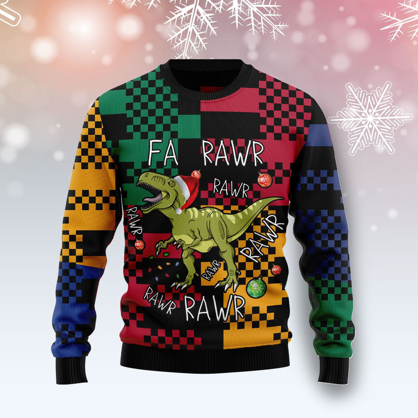 T Rex Rawr Rawr Rawr Ugly Christmas Sweater Adult 3D Funny Matching for family