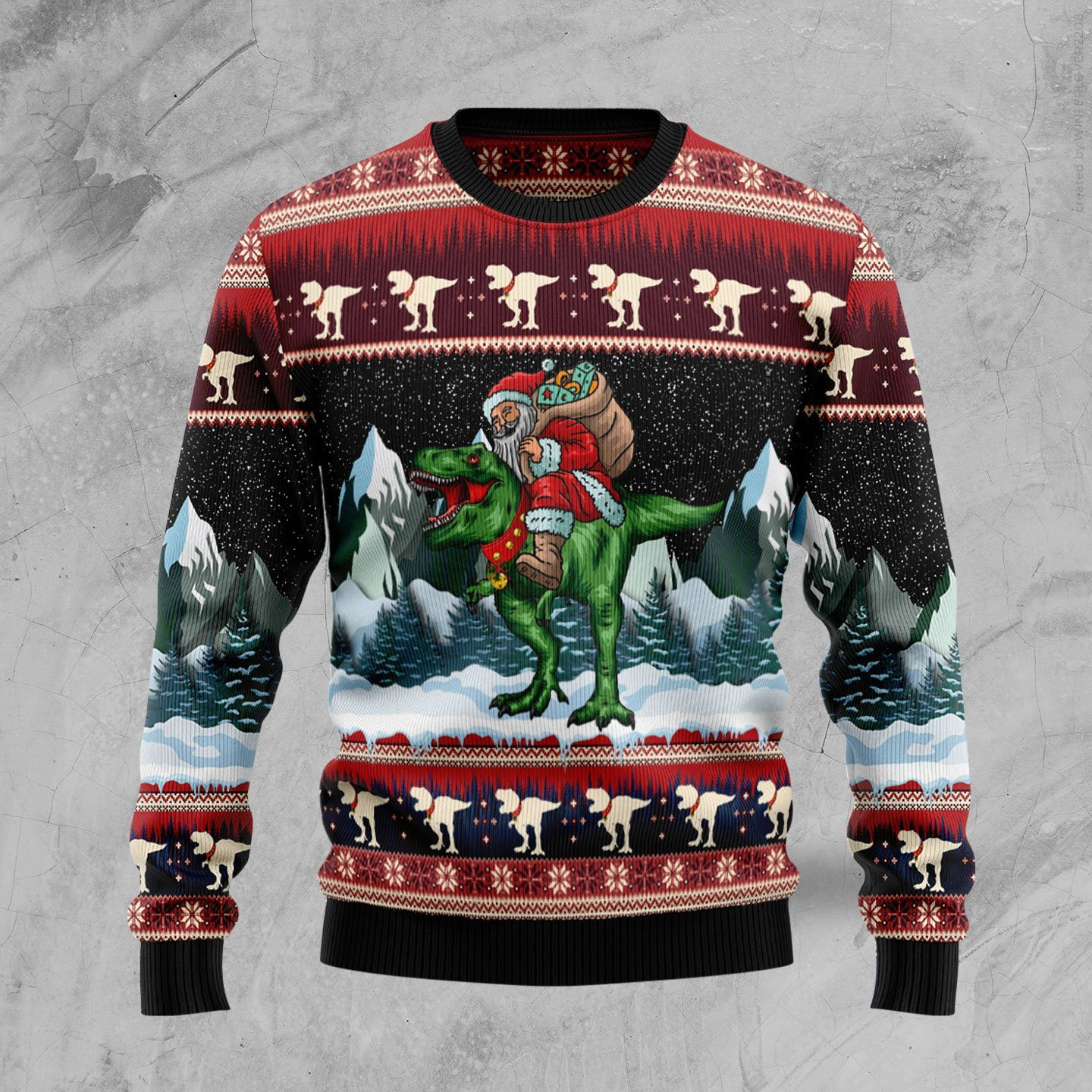 T-rex Santa Ugly Christmas Sweater Adult 3D Funny Matching for family