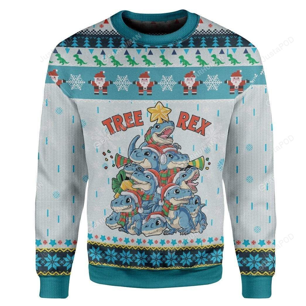 T-Rex Ugly Christmas Sweater Adult 3D Funny Matching for family