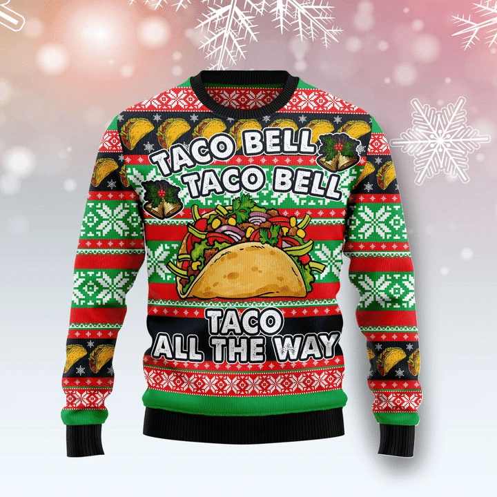 Taco On The Way Ugly Christmas Sweater Adult 3D Funny Matching for family