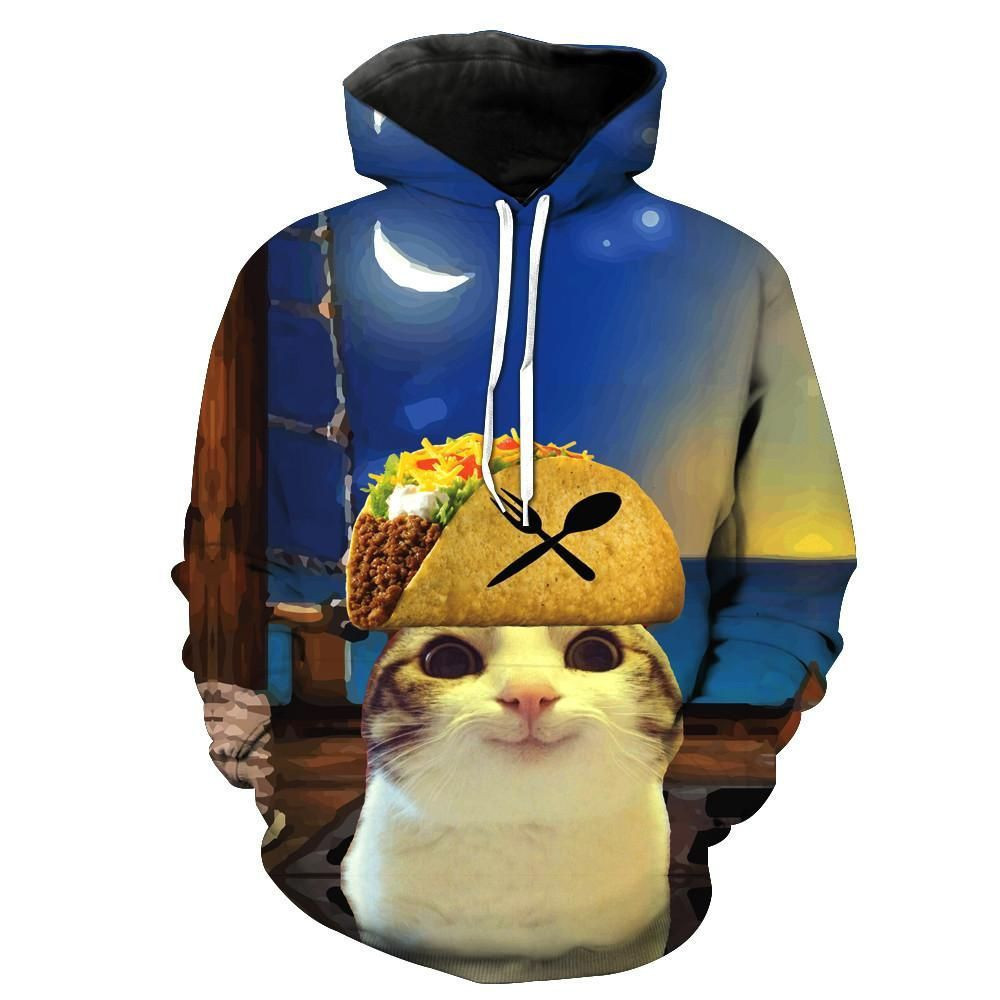 Taco Pirate Cat 3D All Over Print Hoodie, Zip Hoodie