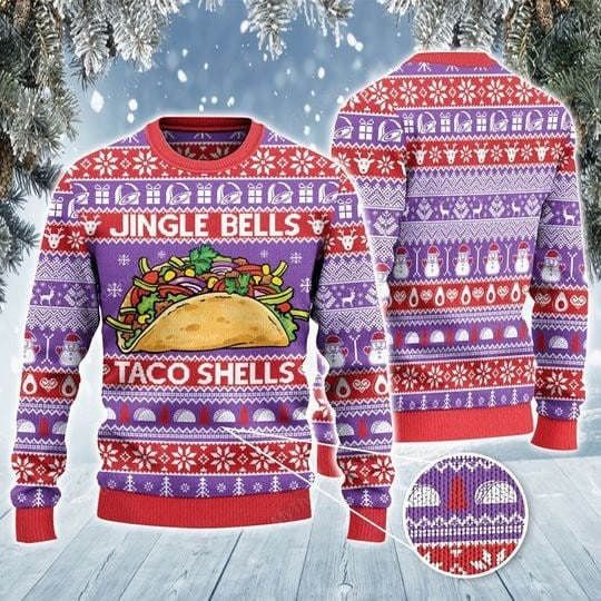 Taco Shells Quotes 3D All Over Printed T-shirt, Famous Song Ugly Christmas Sweater - Image 3