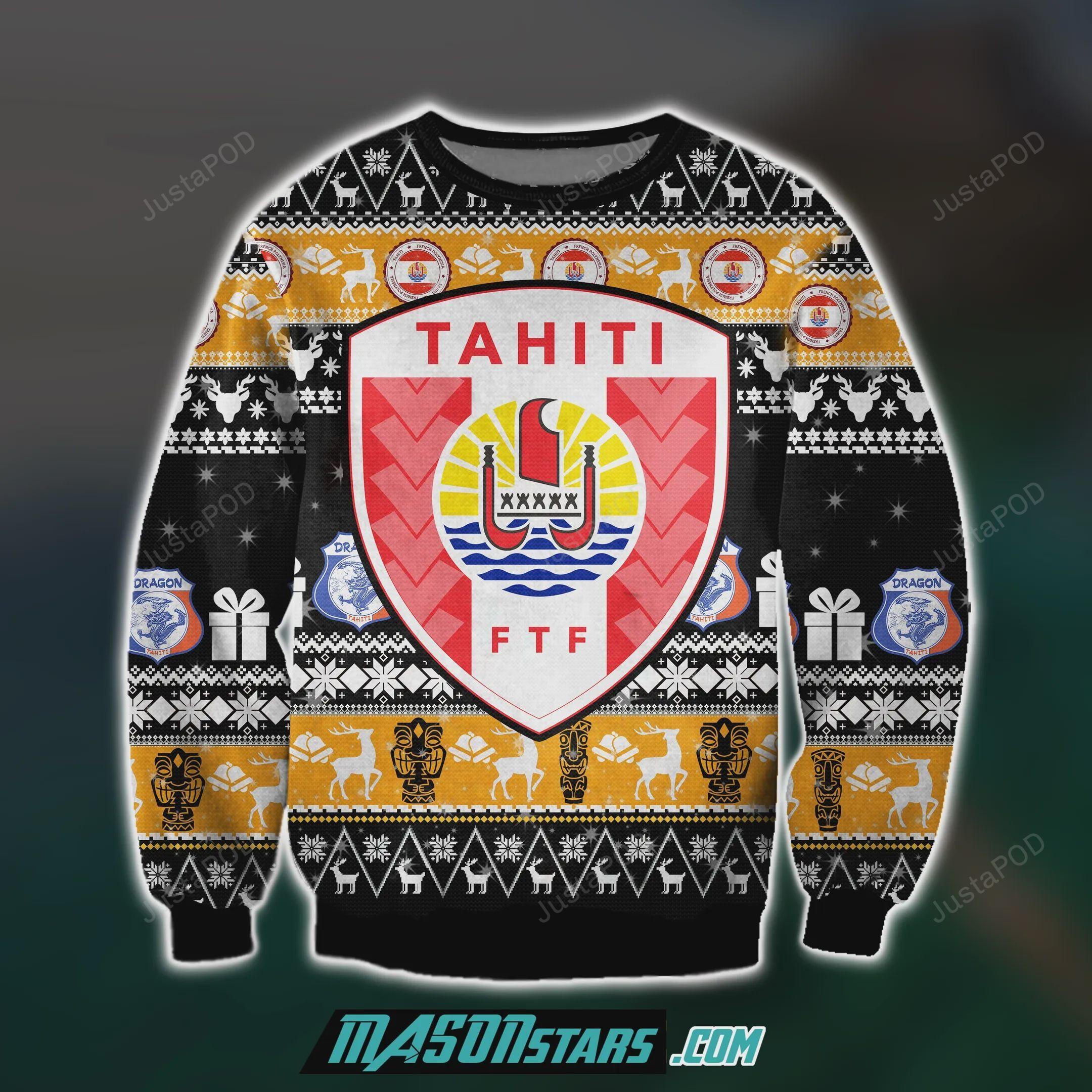 Tahiti 3D Print Knitting Pattern Ugly Christmas Sweater Adult 3D Funny Matching for family