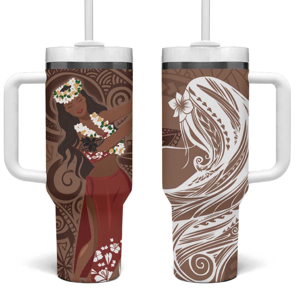 Tahiti Islands Polynesian Plumeria Tahitian Vahine â€˜Oteâ€™a Beige Custom Stanley Cup 40 oz 30 oz Tumbler With HandleTVC2301372