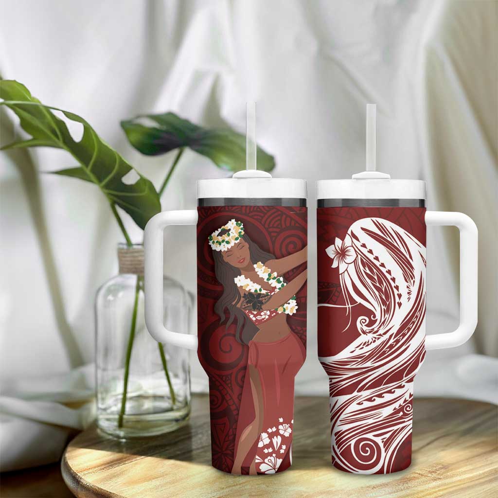 Tahiti Islands Polynesian Plumeria Tahitian Vahine ‘Ote’a Scarlet Custom Stanley Cup 40 oz 30 oz Tumbler With HandleTVC2301390 - Image 9