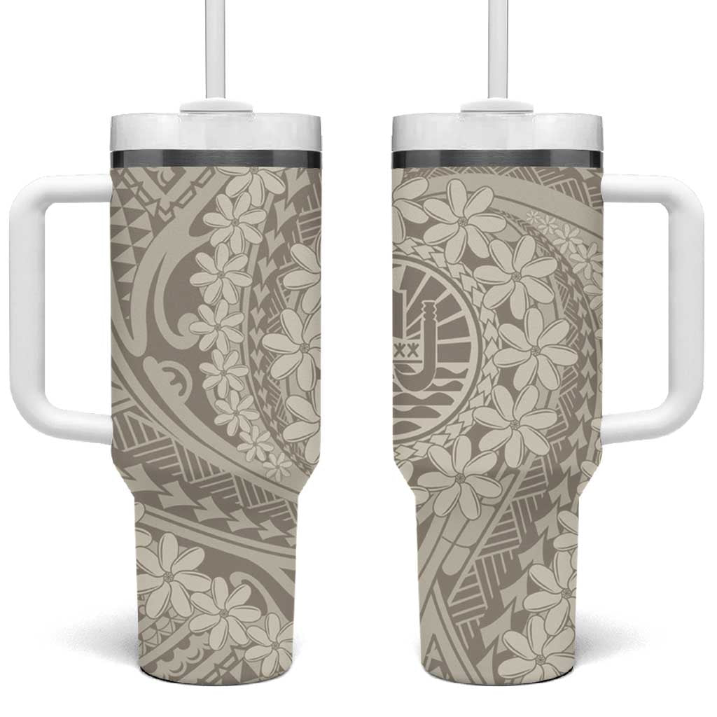 Tahitian Tiare Flower Beige Polynesian Custom Stanley Cup 40 oz 30 oz Tumbler With HandleTVC2301397