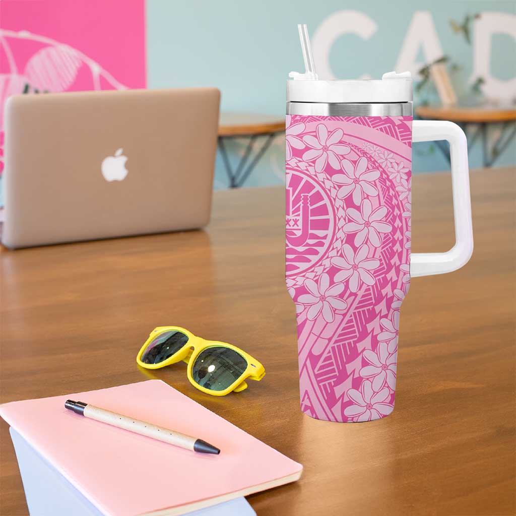 Tahitian Tiare Flower Pink Polynesian Custom Stanley Cup 40 oz 30 oz Tumbler With HandleTVC2301390 - Image 5