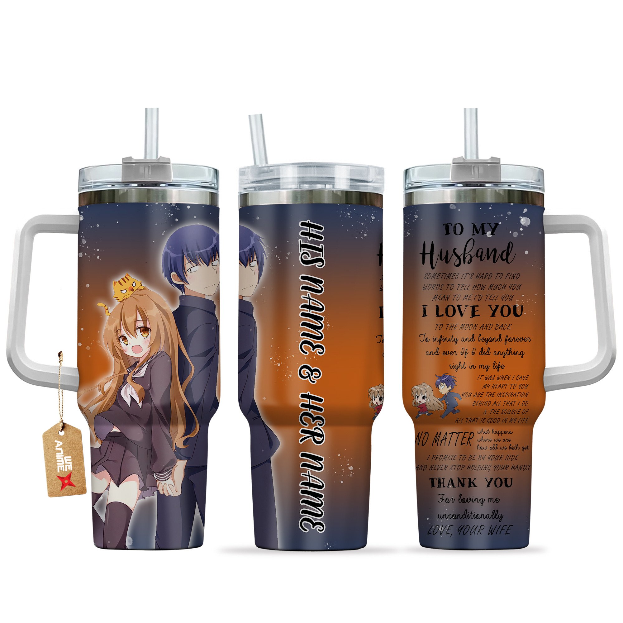 Taiga Aisaka & Ryuuji Takasu Toradora Anime Valentine Custom Stanley Cup 40 oz 30 oz Tumbler With HandleTVC2301169