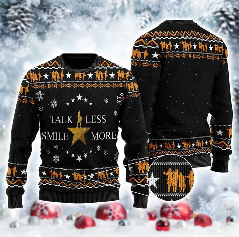 Talk Less Smile More Ugly Christmas Sweater Adult 3D Funny Matching for family