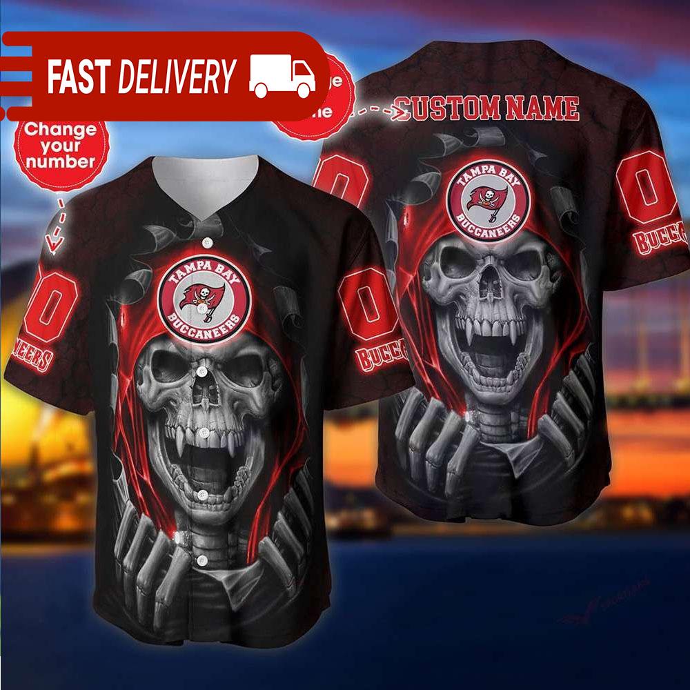 Tampa Bay Buccaneers Custom NLF Jersey Skull Personalized Baseball Jersey