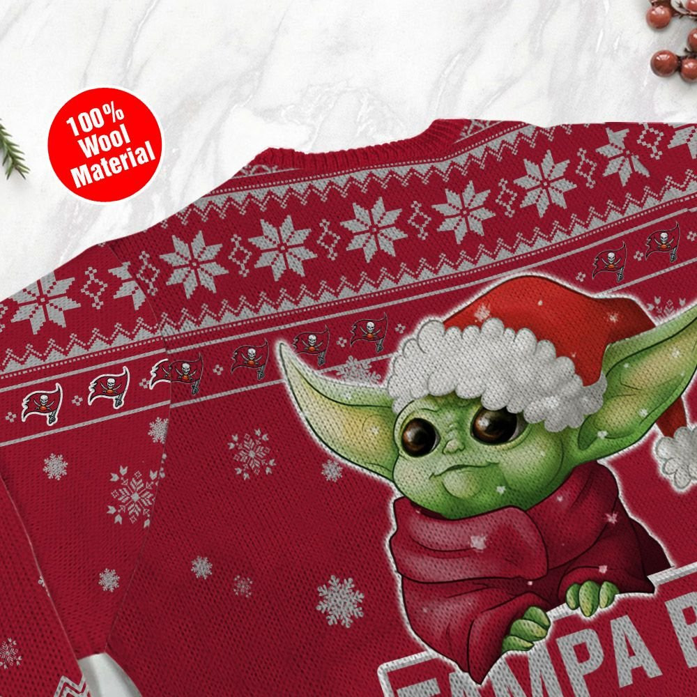 Tampa Bay Buccaneers Cute Baby Yoda Grogu Holiday Party Ugly Christmas Sweater Adult 3D Funny Matching for family - Image 5