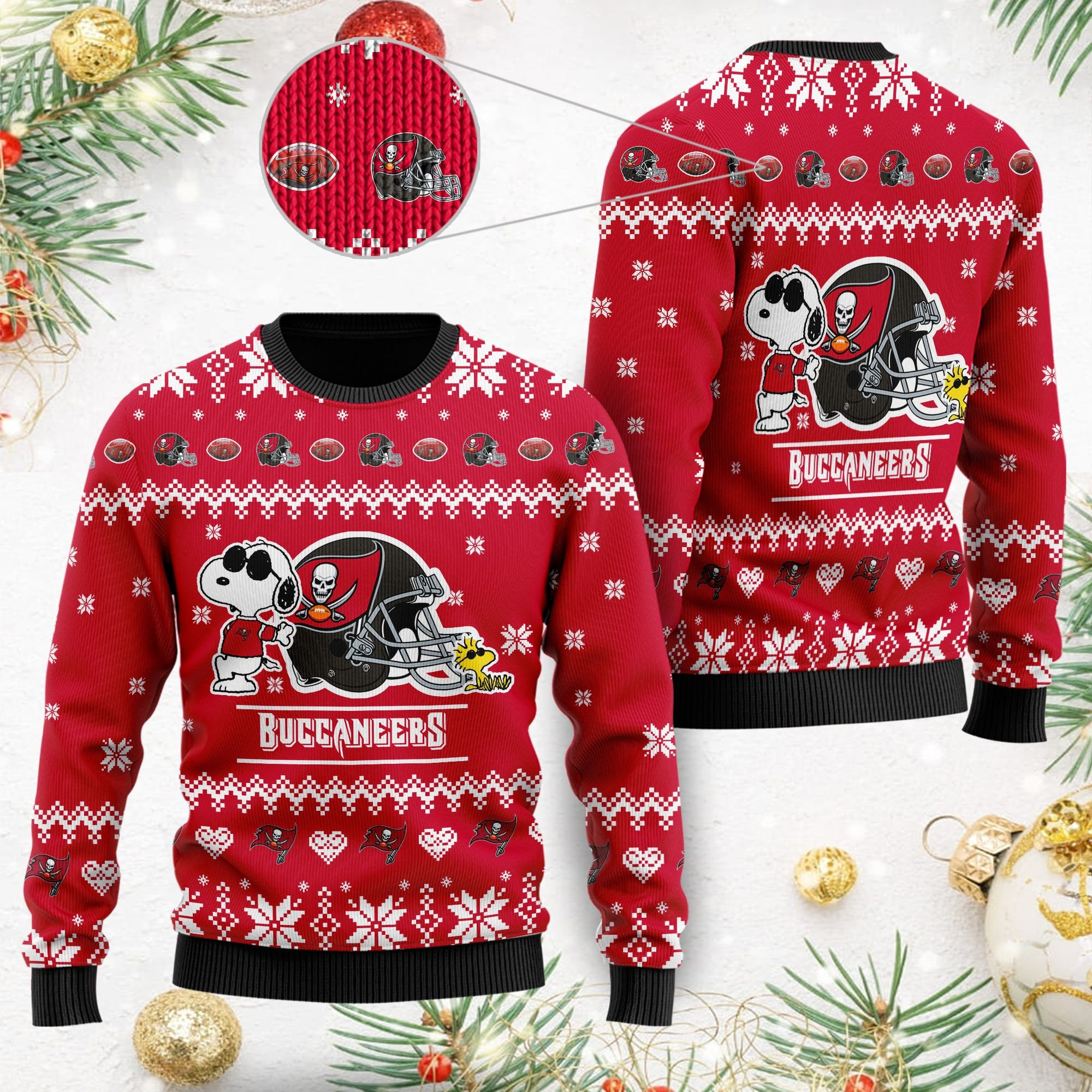 Tampa Bay Buccaneers Cute The Snoopy Show Football Helmet 3D Ugly Christmas Sweater Adult 3D Funny Matching for family