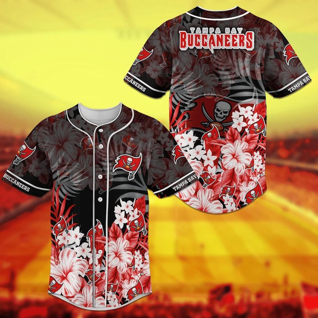 Tampa Bay Buccaneers Flower Design NLF Baseball Jersey Shirt