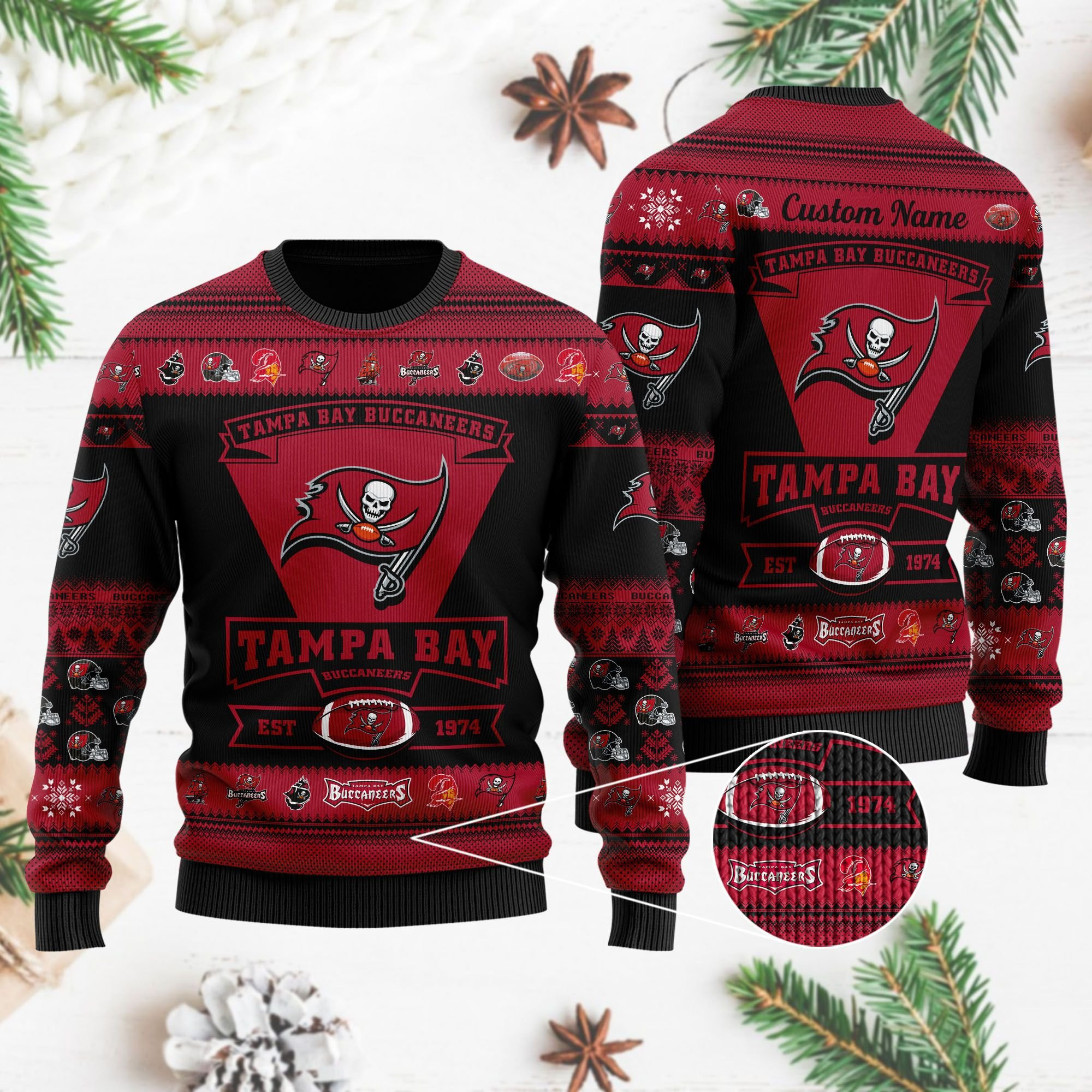 Tampa Bay Buccaneers Football Team Logo Personalized Ugly Christmas Sweater Adult 3D Funny Matching for family
