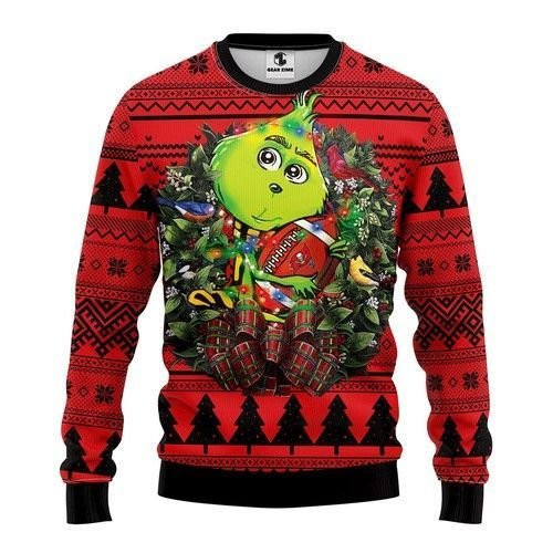 Tampa Bay Buccaneers Grinch Hug Ugly Christmas Sweater Adult 3D Funny Matching for family