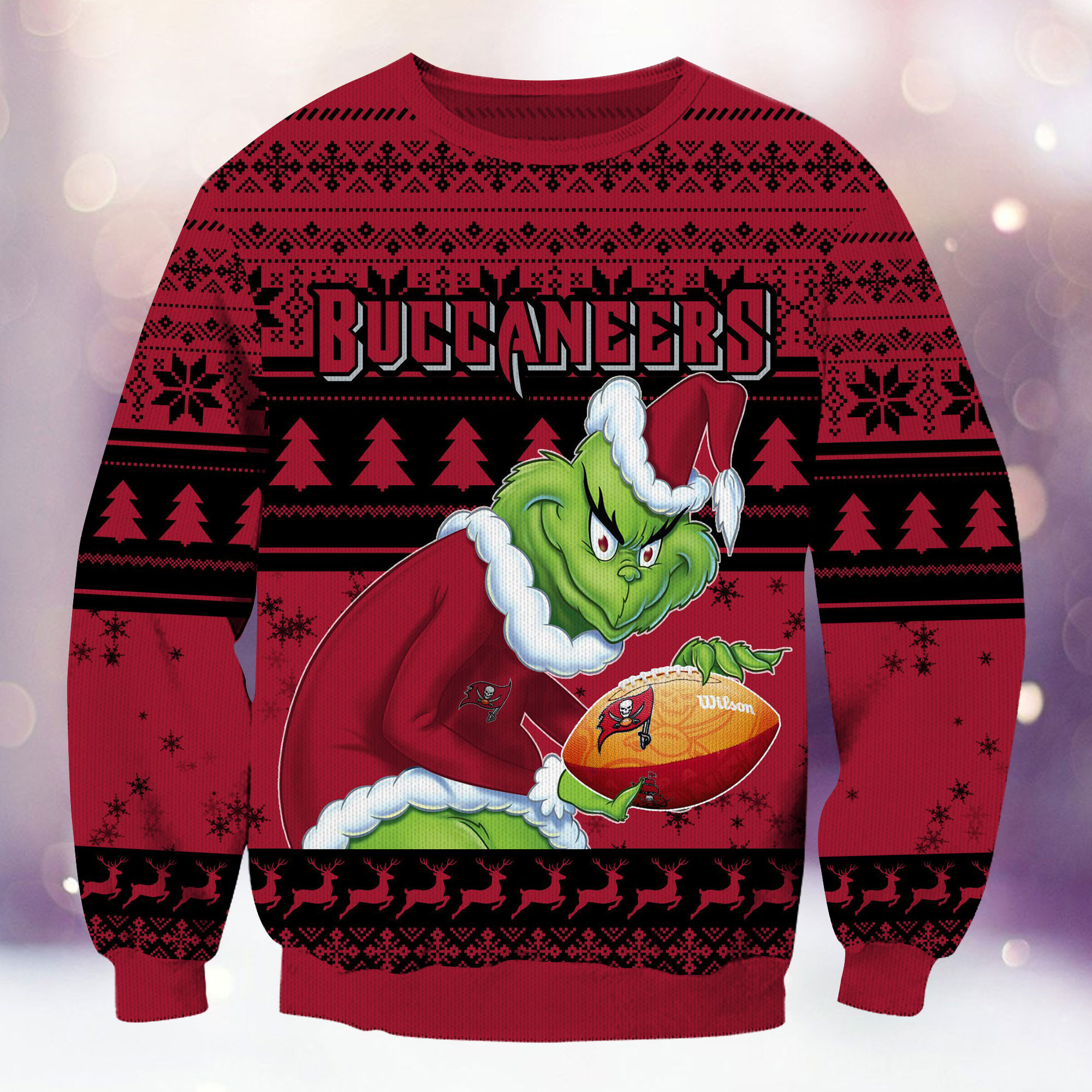 Tampa Bay Buccaneers Grinch Ugly Christmas Sweater Adult 3D Funny Matching for family - Image 2
