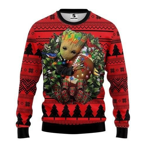 Tampa Bay Buccaneers Groot Hug Ugly Christmas Sweater Adult 3D Funny Matching for family