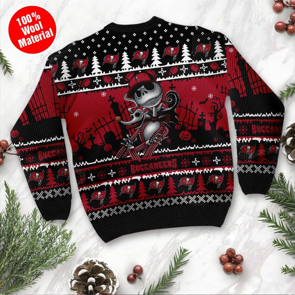 Tampa Bay Buccaneers Jack Skellington Halloween Holiday Party Ugly Christmas Sweater Adult 3D Funny Matching for family - Image 3