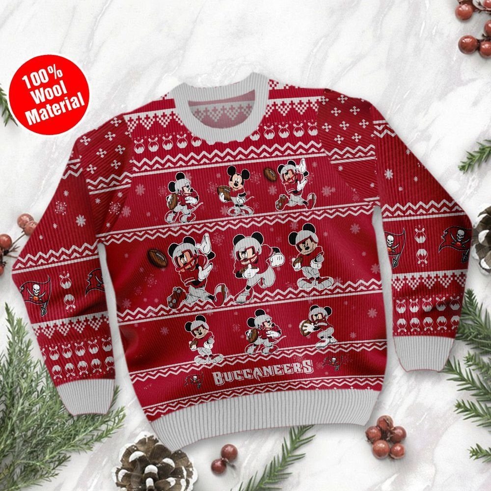 Tampa Bay Buccaneers Mickey Mouse Holiday Party Ugly Christmas Sweater Adult 3D Funny Matching for family - Image 2