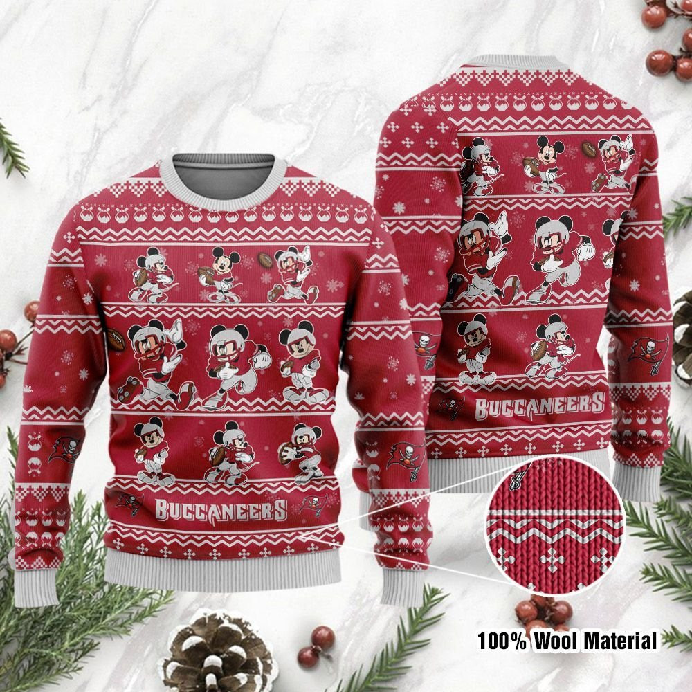 Tampa Bay Buccaneers Mickey Mouse Holiday Party Ugly Christmas Sweater Adult 3D Funny Matching for family