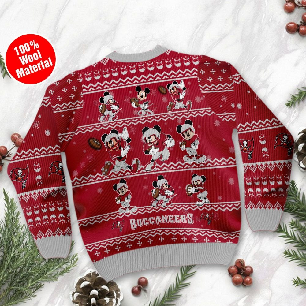 Tampa Bay Buccaneers Mickey Mouse Holiday Party Ugly Christmas Sweater Adult 3D Funny Matching for family - Image 3