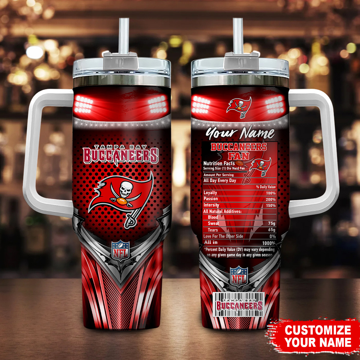 Tampa Bay Buccaneers NFL Nutrition Facts Custom Stanley Cup 40 oz 30 oz Tumbler With HandleTVC230194