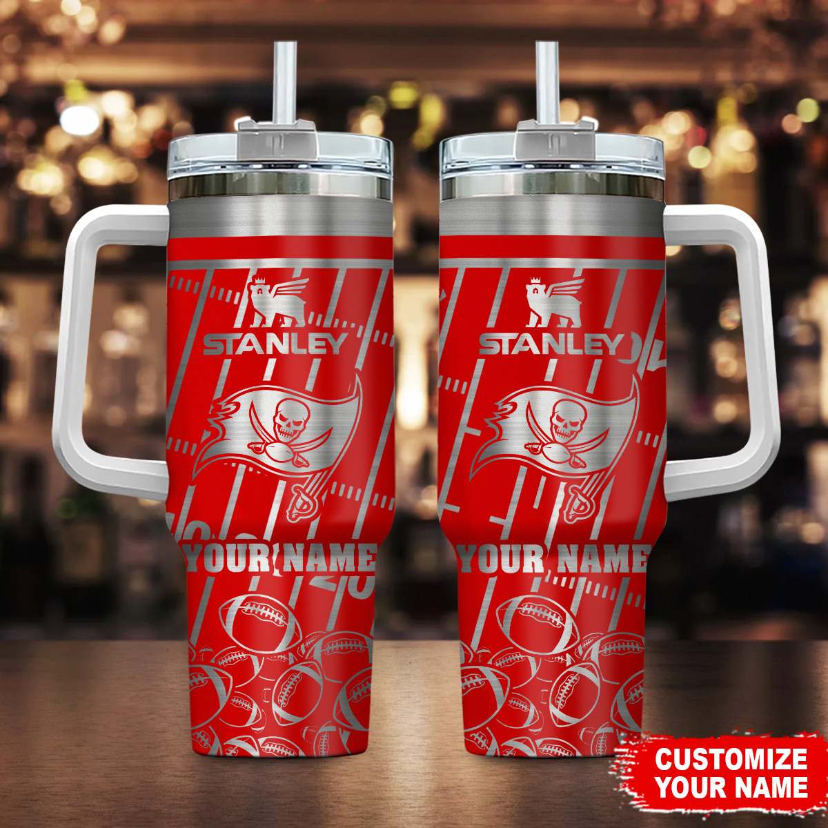 Tampa Bay Buccaneers NFL Silver Custom Stanley Cup 40 oz 30 oz Tumbler With HandleTVC2301106