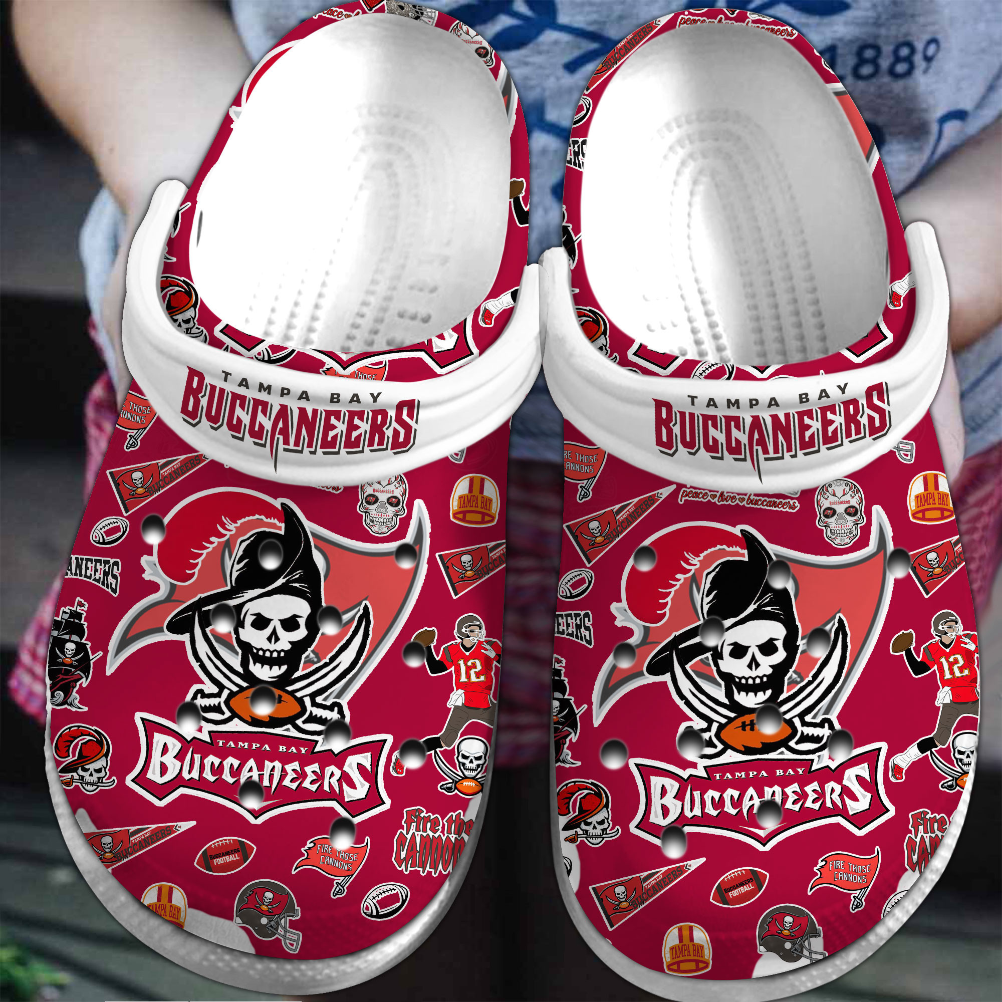 Tampa Bay Buccaneers NFL Sport Crocs Crocband Clogs Shoes Comfortable For Men Women and Kids