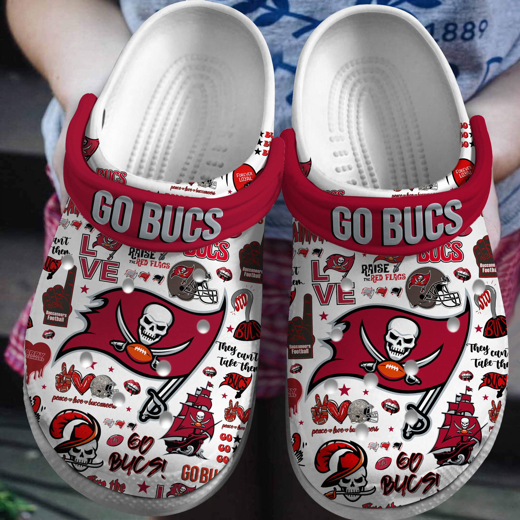 Tampa Bay Buccaneers NFL Sport Crocs Crocband Clogs Shoes Comfortable For Men Women and Kids