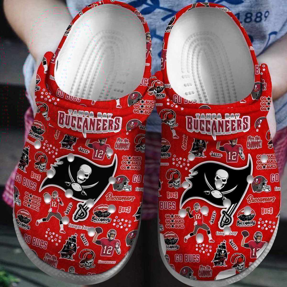 Tampa Bay Buccaneers NFL Sport Crocs Crocband Clogs Shoes Comfortable For Men Women and Kids