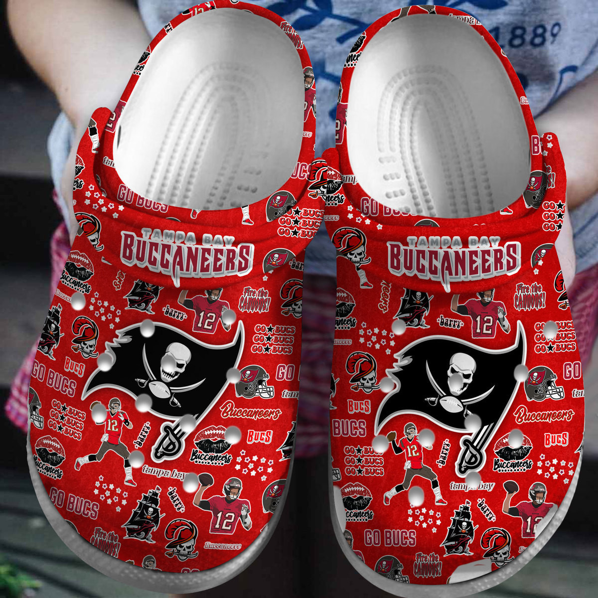 Tampa Bay Buccaneers NFL Sport Crocs Crocband Clogs Shoes Comfortable For Men Women and Kids