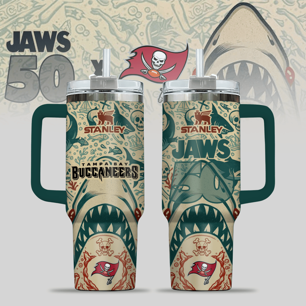 Tampa Bay Buccaneers NFL x JAWS Custom Stanley Cup 40 oz 30 oz Tumbler With HandleTVC2301123
