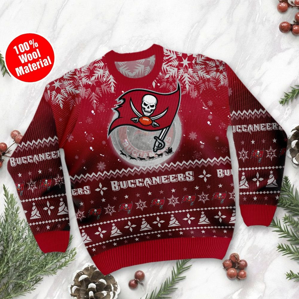 Tampa Bay Buccaneers Santa Claus In The Moon Ugly Christmas Sweater Adult 3D Funny Matching for family - Image 2