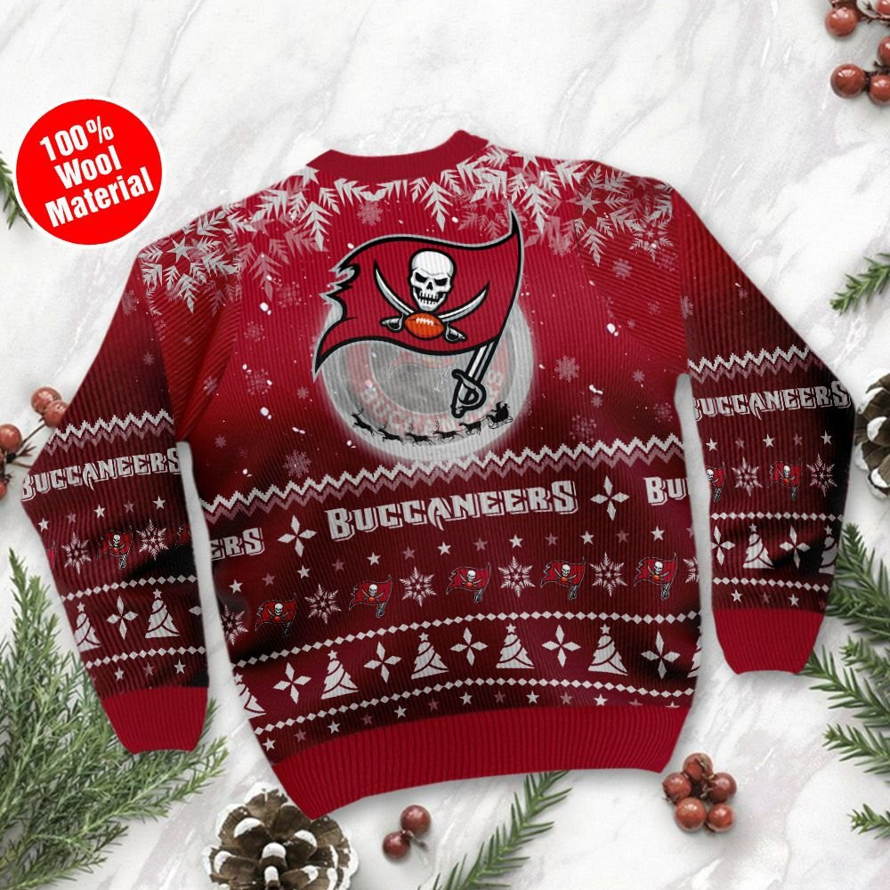 Tampa Bay Buccaneers Santa Claus In The Moon Ugly Christmas Sweater Adult 3D Funny Matching for family - Image 3