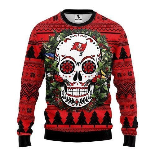 Tampa Bay Buccaneers Skull Flower For Unisex Ugly Christmas Sweater Adult 3D Funny Matching for family