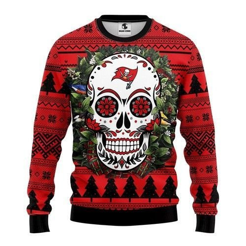 Tampa Bay Buccaneers Skull Flower Ugly Christmas Sweater Adult 3D Funny Matching for family