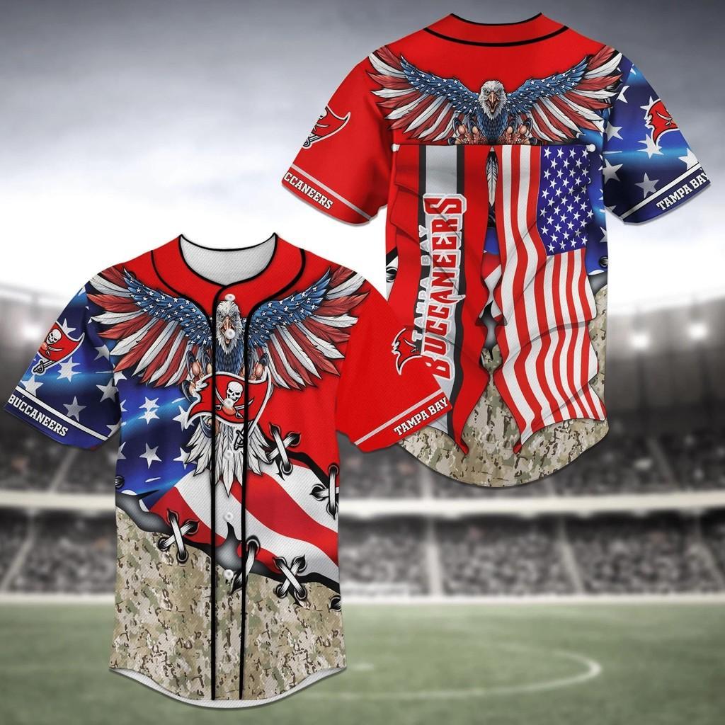 Tampa Bay Buccaneers Us Flag Eagle Baseball Jersey Shirt